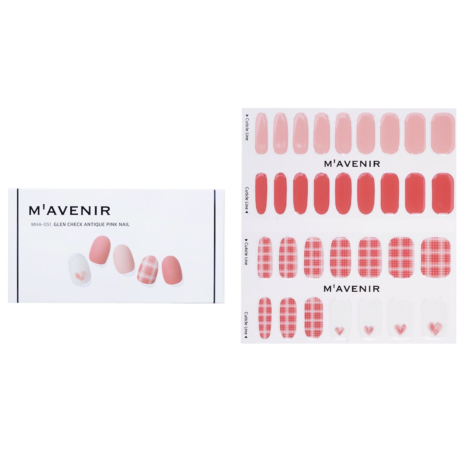 MAVENIR - Nail Sticker (Pink) - # Glen Check Antique Pink Nail MHA-051 / 021380 32pcs