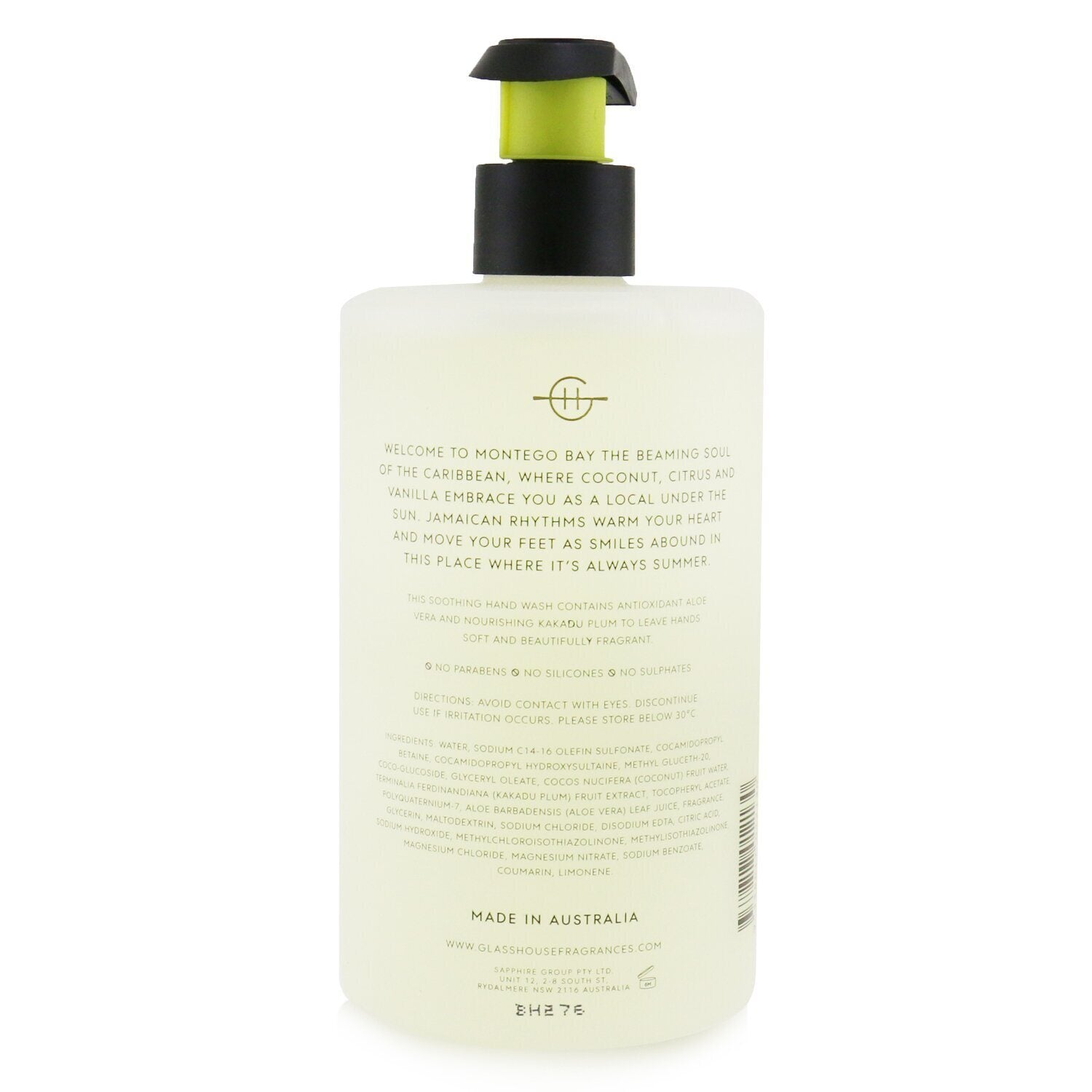 GLASSHOUSE - Hand Wash - Montego Bay Rhythm (Coconut & Lime) 450ml/15.2oz