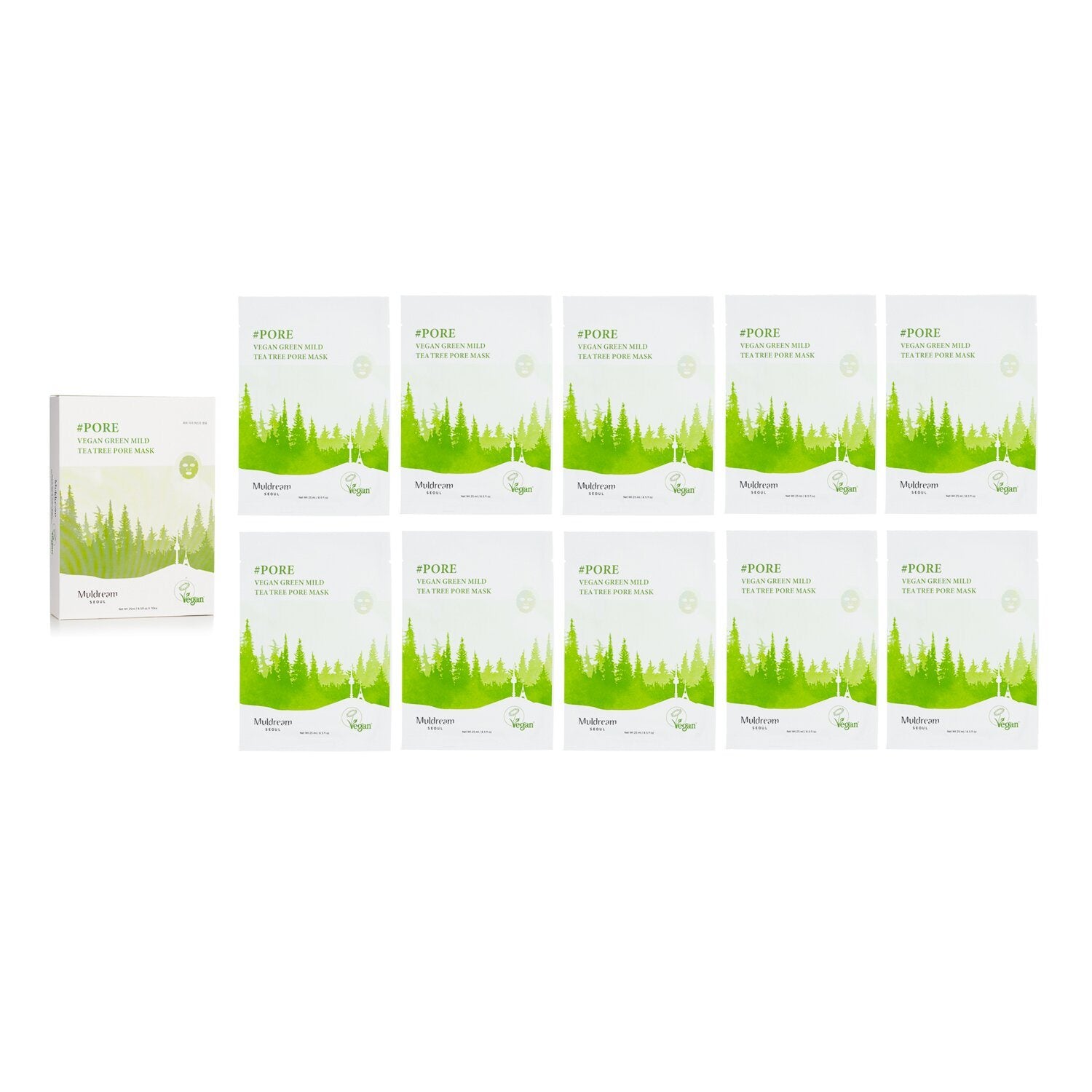 MULDREAM - Vegan Green Mild Tee Tree Pore Mask 284259 10pcs