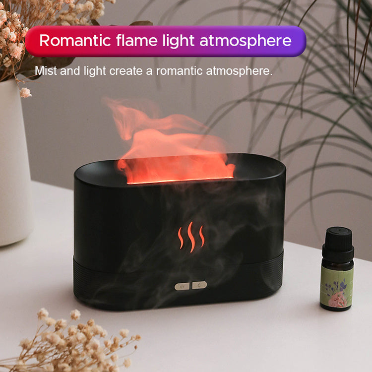 Upgraded Flame Diffuser DQ701A 180ml Aromatherapy Oil Diffuser Ultrasonic Cool Mist Diffuser with Waterless Auto Shut-Off Protection; 5 Color Flame Lights for Home/Office