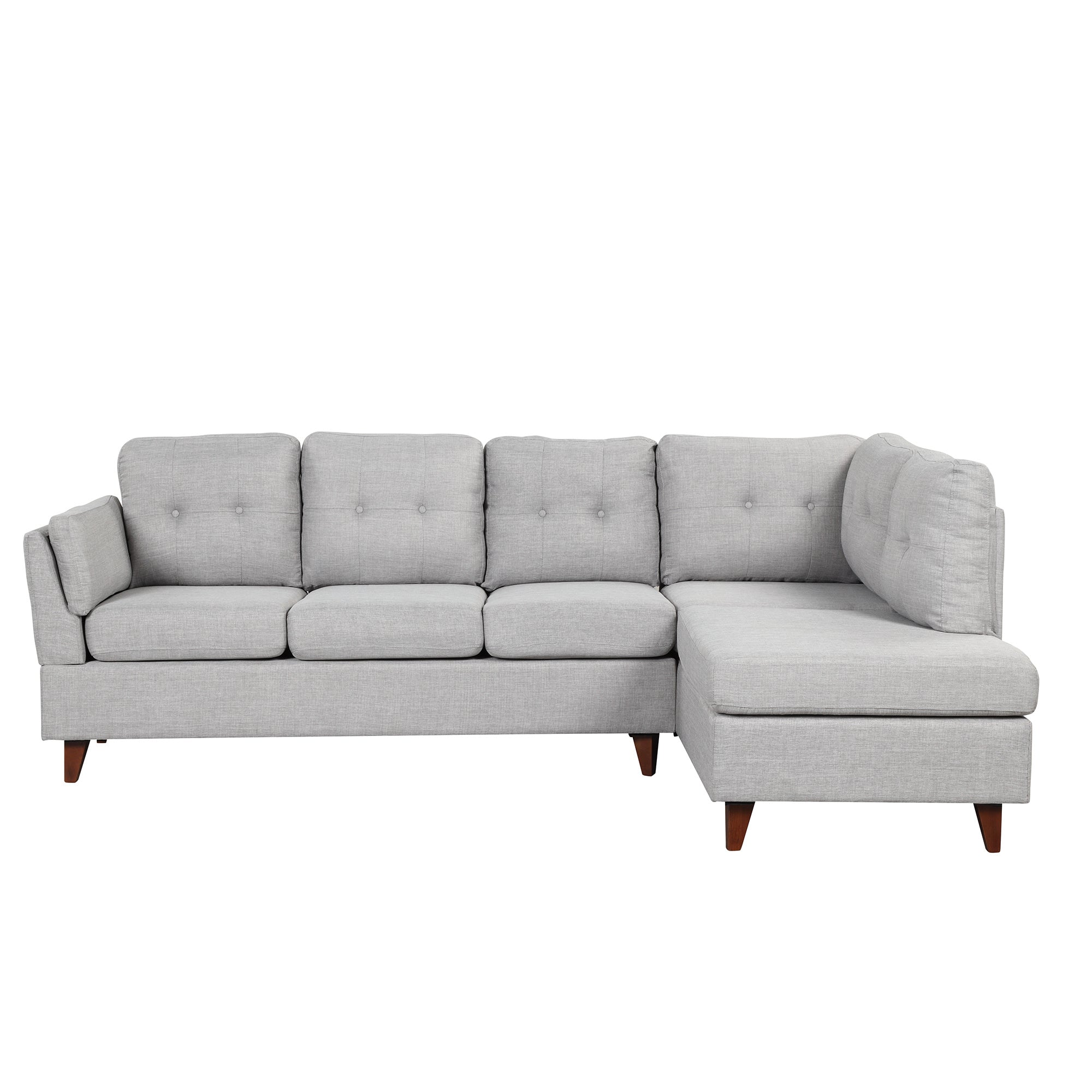 97.2" Modern Linen Fabric Sofa, L-Shape Couch with Chaise Lounge,Sectional Sofa with one Lumbar Pad,Gray