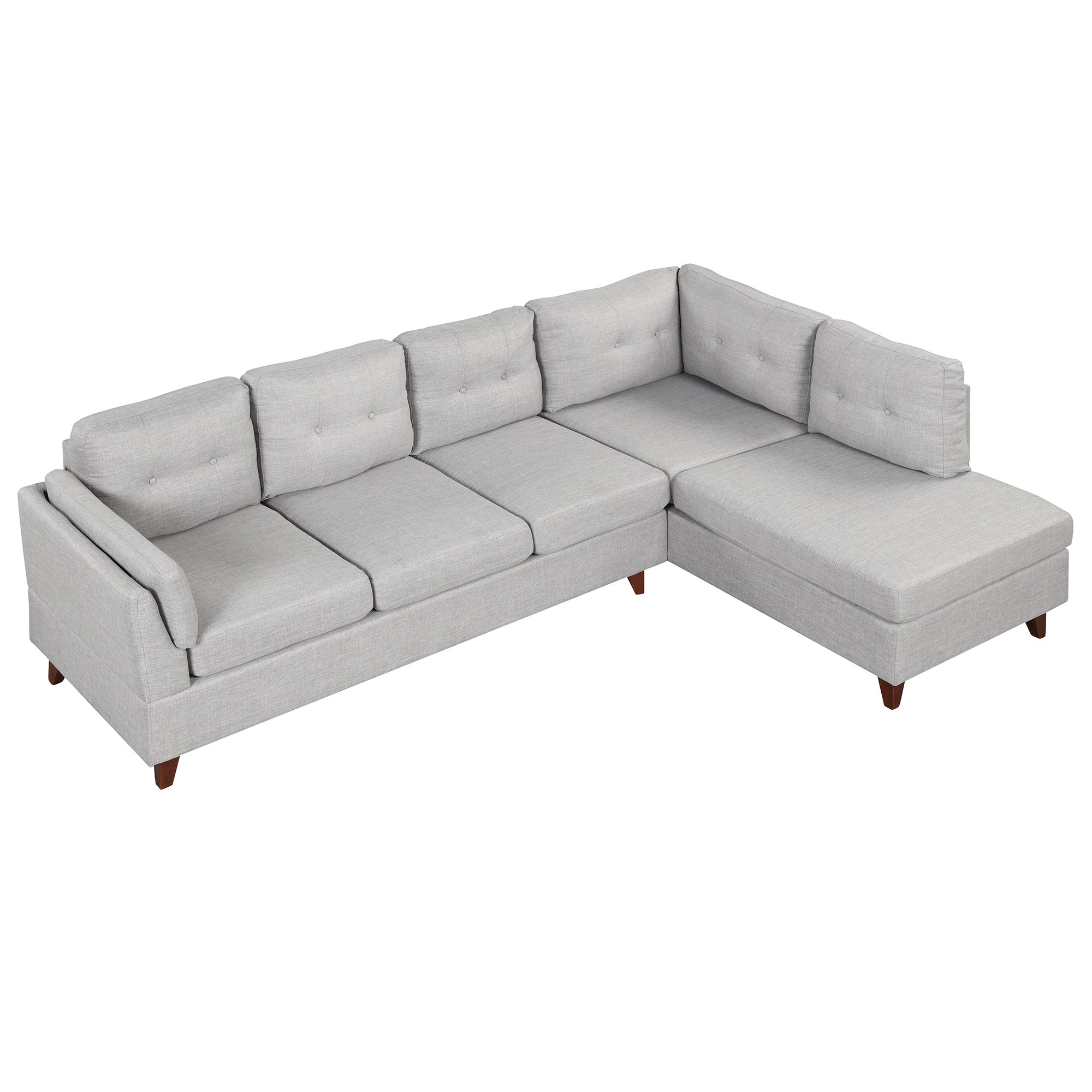 97.2" Modern Linen Fabric Sofa, L-Shape Couch with Chaise Lounge,Sectional Sofa with one Lumbar Pad,Gray