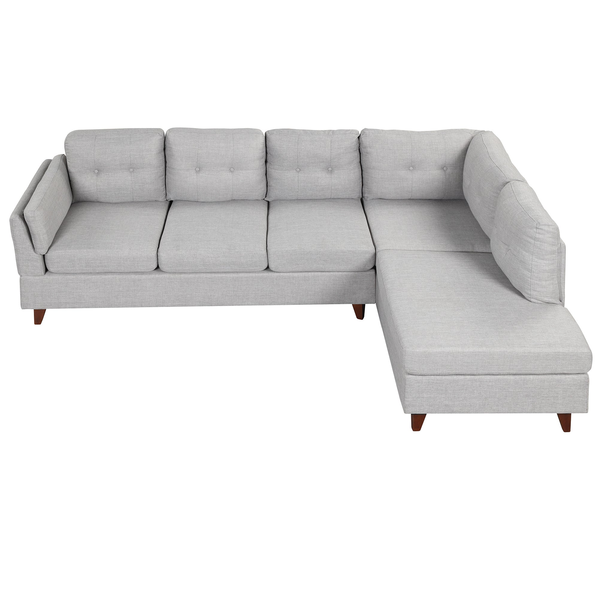 97.2" Modern Linen Fabric Sofa, L-Shape Couch with Chaise Lounge,Sectional Sofa with one Lumbar Pad,Gray